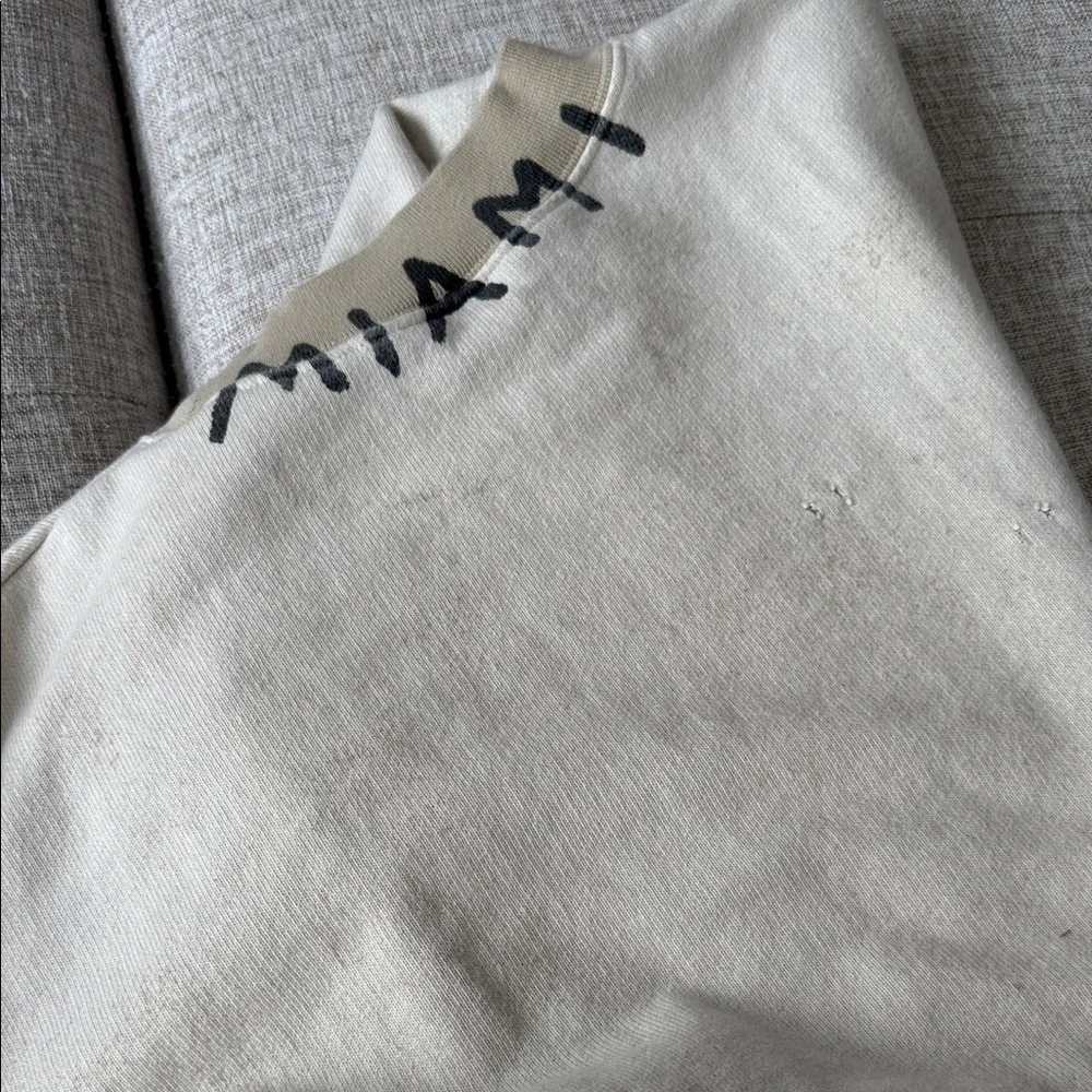 Palm Angels Cream Crewneck Sweater with Black Lettering - Picture 7 of 8